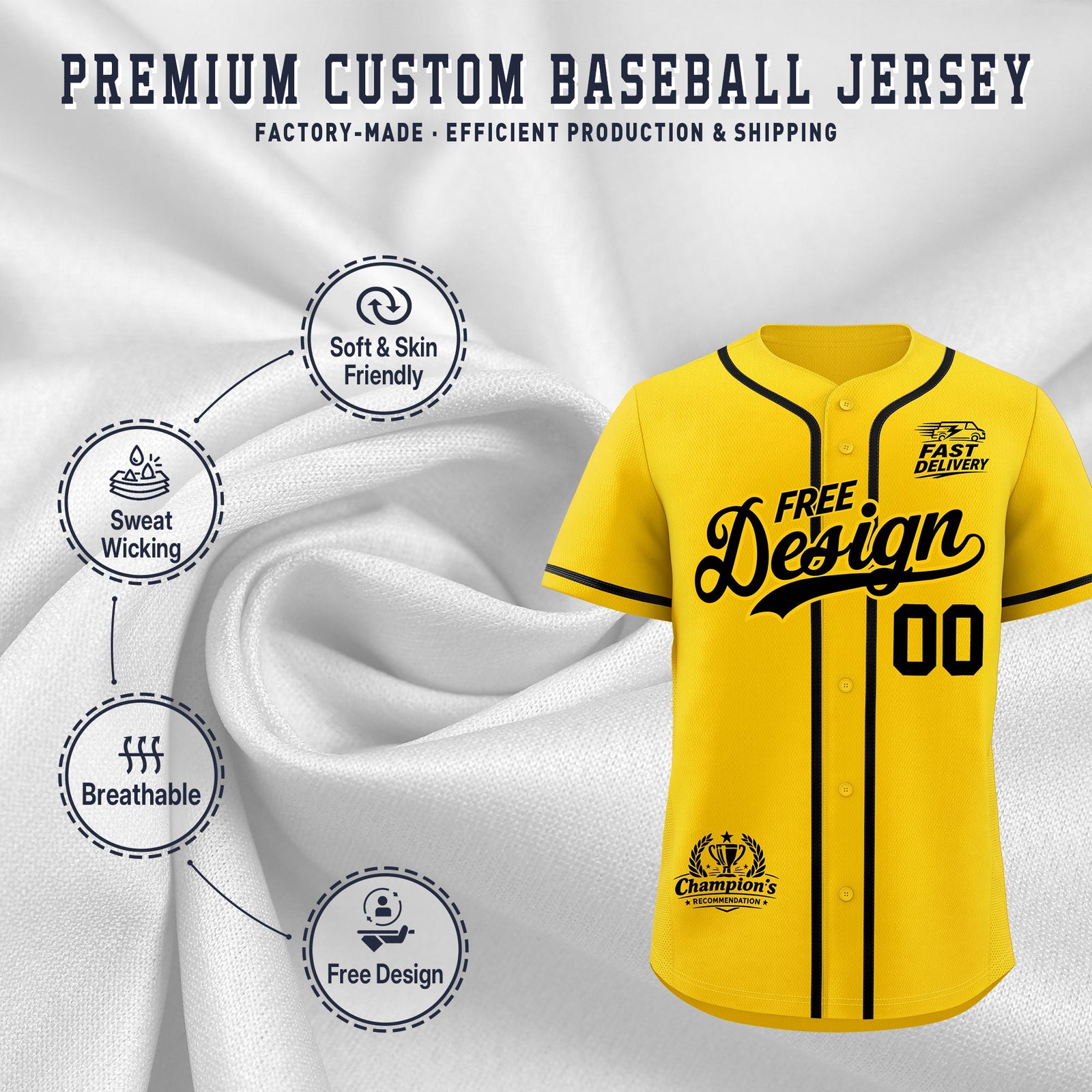 Custom Yellow Black Classic Style Stitched Sports Uniform Personalized For Teams Baseball Jersey| KXKSHOP