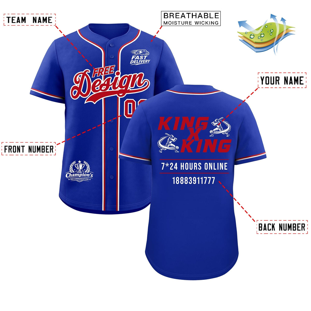 Custom Royal Red Classic Style Stitched Sports Uniform Personalized For Teams Baseball Jersey| KXKSHOP