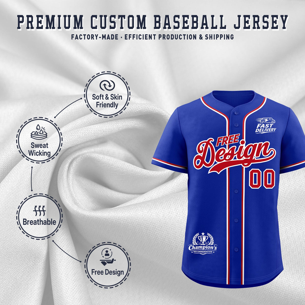 Custom Royal Red White Classic Style Stitched Sports Uniform Personalized For Teams Baseball Jersey| KXKSHOP
