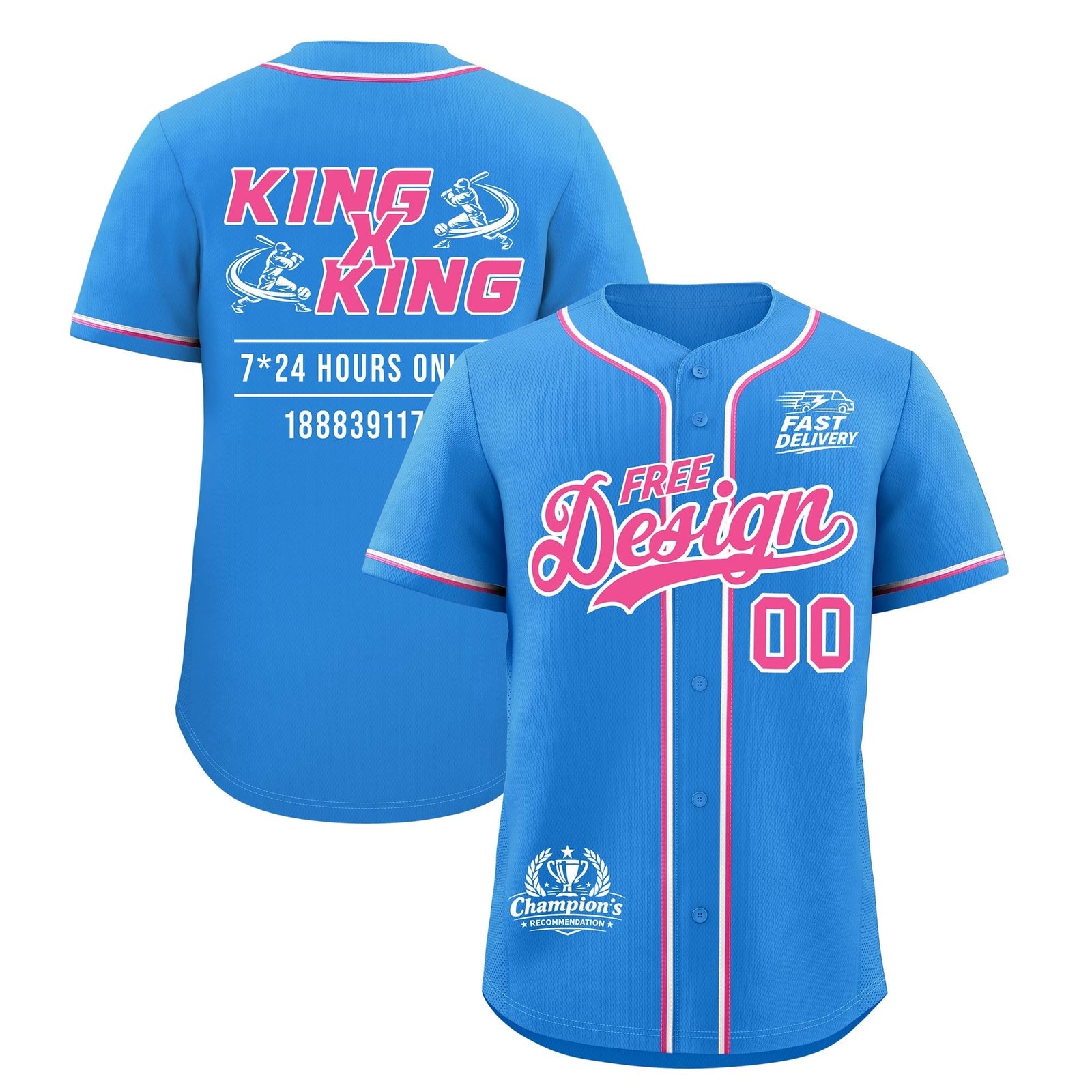 Custom Light Blue Pink White Classic Style Stitched Sports Uniform Personalized For Teams Baseball Jersey| KXKSHOP