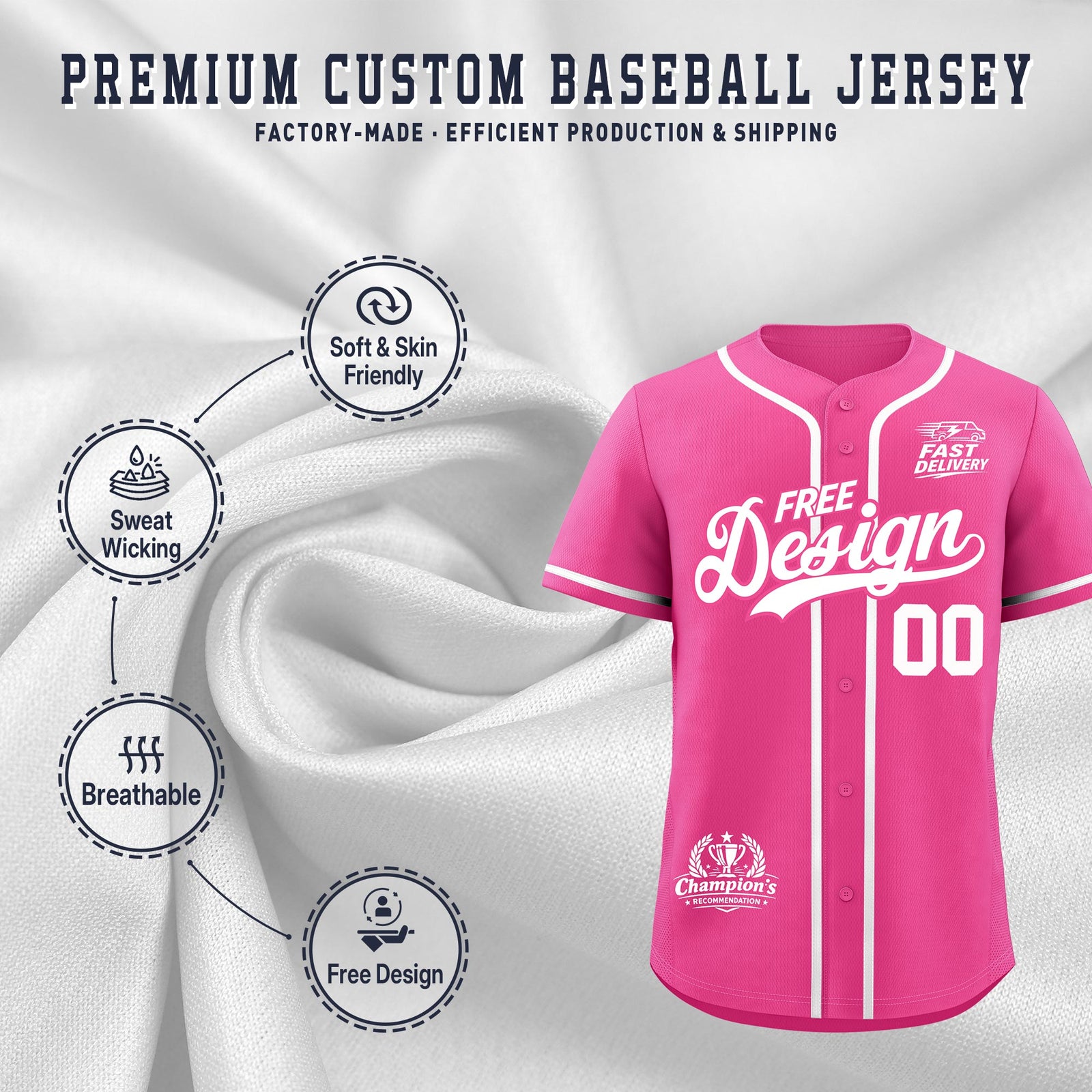 Custom Pink White Classic Style Stitched Sports Uniform Personalized For Teams Baseball Jersey| KXKSHOP