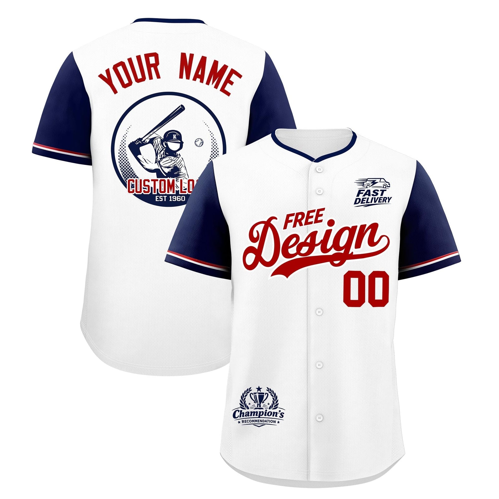 Custom White Red Navy Classic Style Stitched Sports Uniform Personalized For Teams Baseball Jersey| KXKSHOP