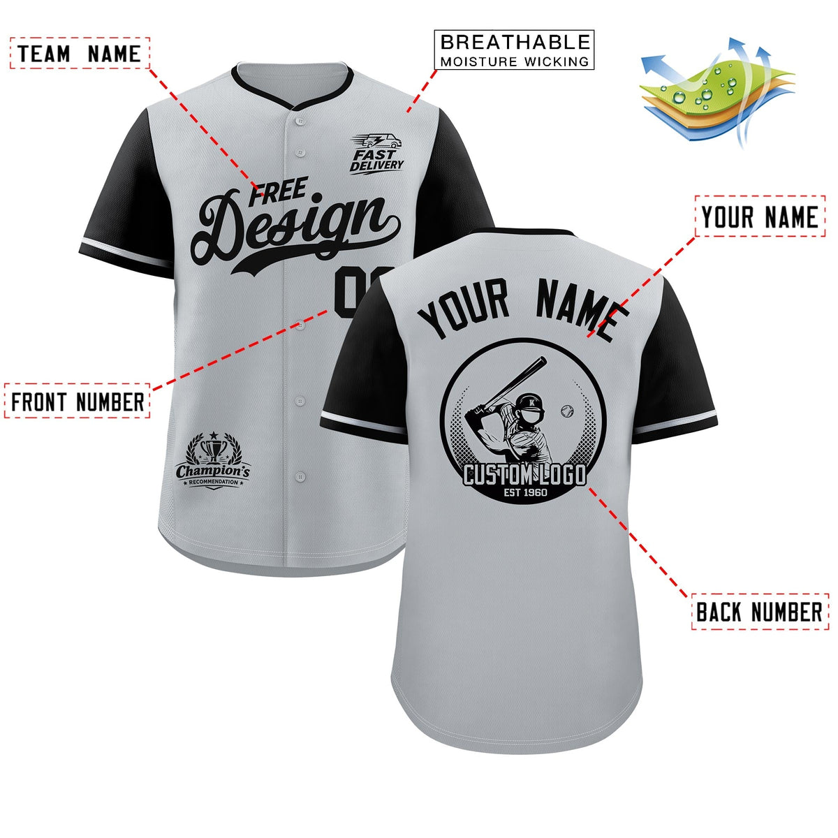 Custom Gray Black Classic Style Stitched Sports Uniform Personalized For Teams Baseball Jersey| KXKSHOP