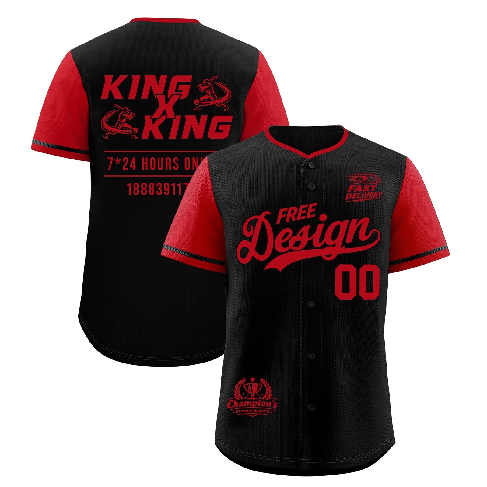 Custom Black Red Classic Style Stitched Sports Uniform Personalized For Teams Baseball Jersey| KXKSHOP
