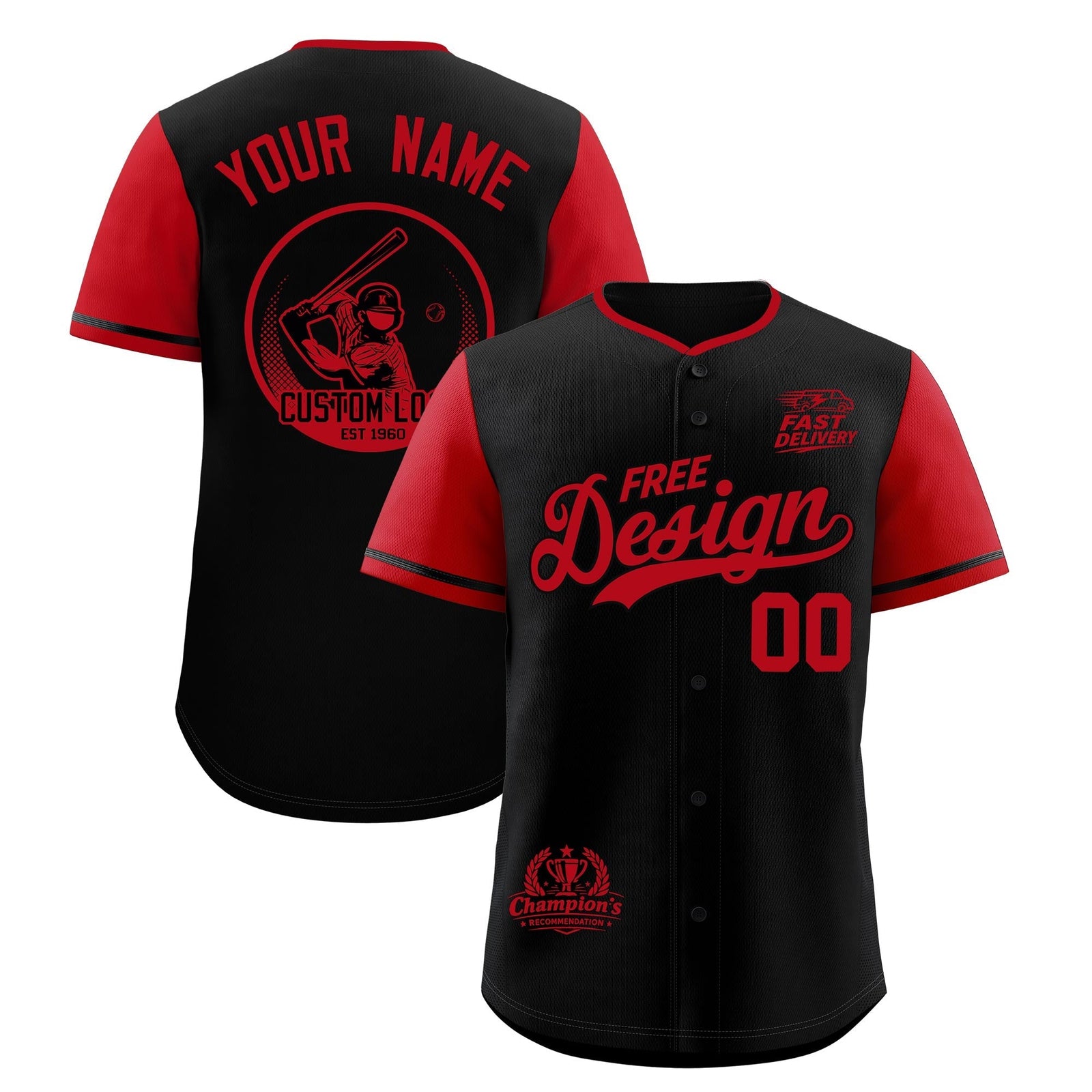 Custom Black Red Classic Style Stitched Sports Uniform Personalized For Teams Baseball Jersey| KXKSHOP