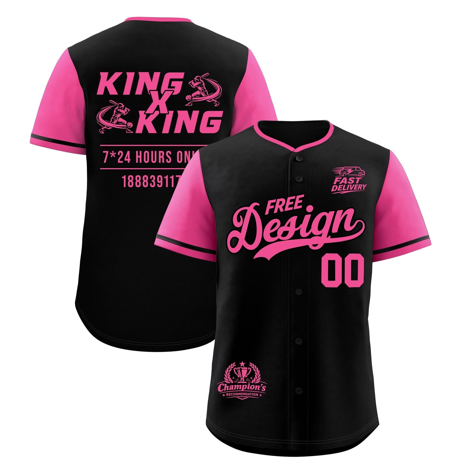 Custom Black Pink Classic Style Stitched Sports Uniform Personalized For Teams Baseball Jersey| KXKSHOP