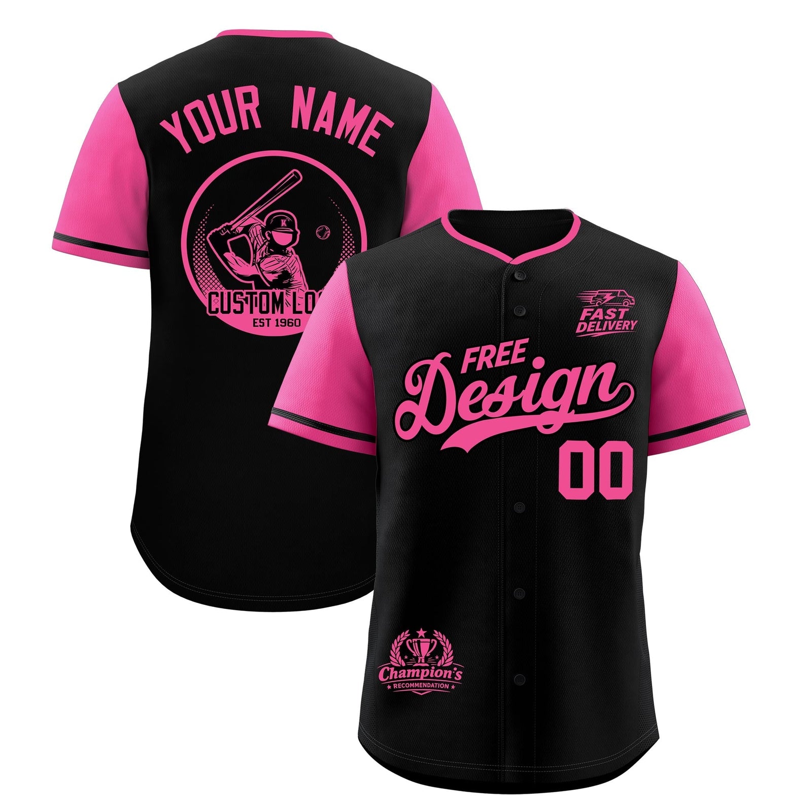 Custom Black Pink Classic Style Stitched Sports Uniform Personalized For Teams Baseball Jersey| KXKSHOP