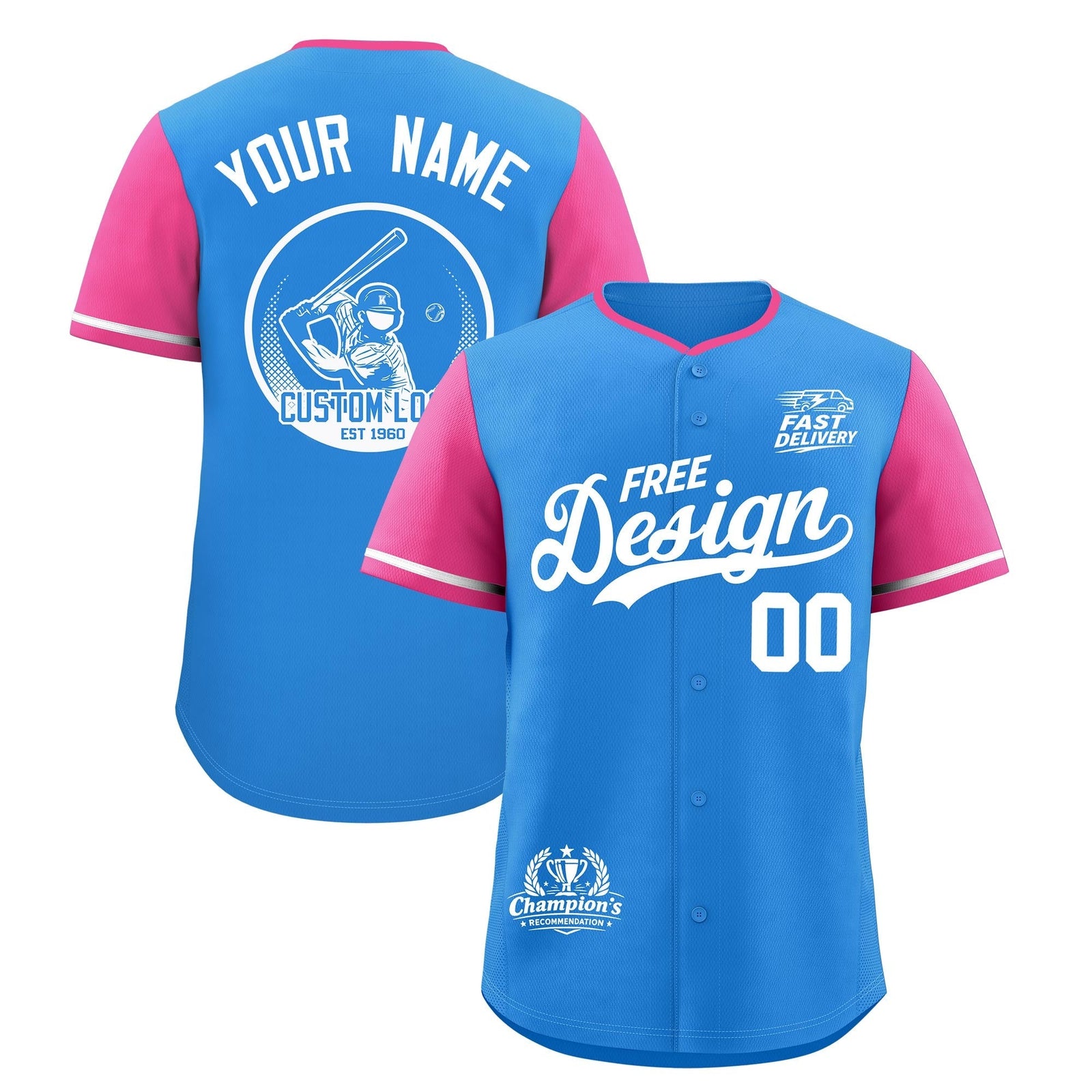 Custom Light Blue White Pink Classic Style Stitched Sports Uniform Personalized For Teams Baseball Jersey| KXKSHOP