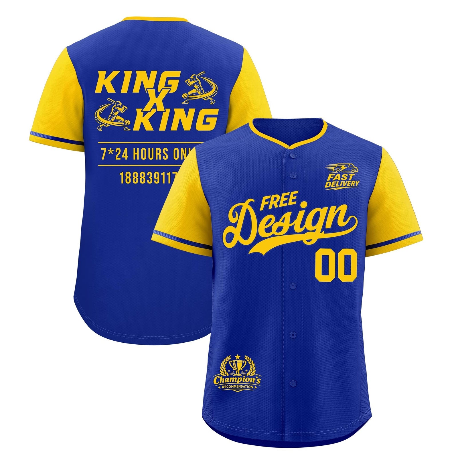 Custom Royal Yellow Classic Style Stitched Sports Uniform Personalized For Teams Baseball Jersey| KXKSHOP