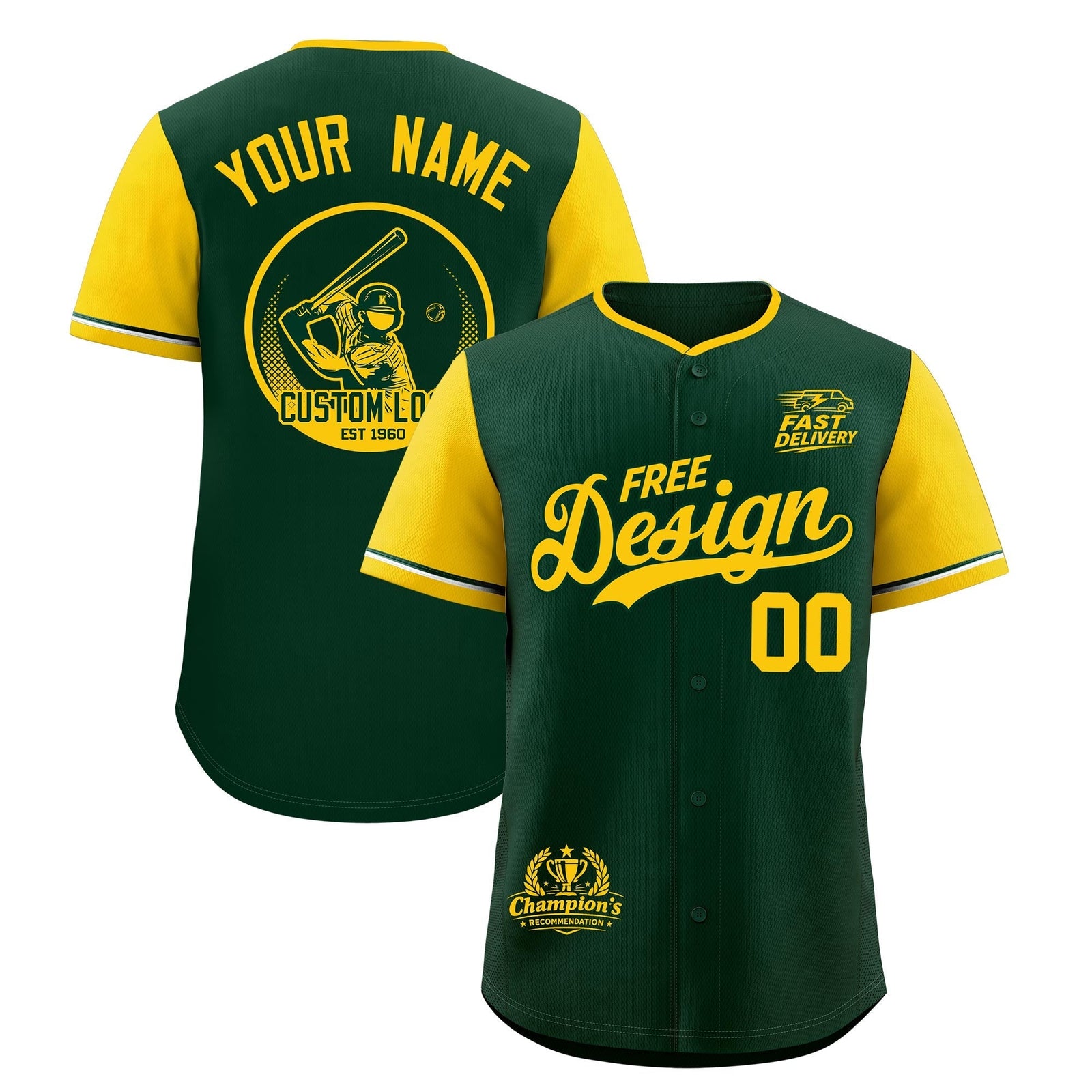 Custom Green Yellow Classic Style Stitched Sports Uniform Personalized For Teams Baseball Jersey| KXKSHOP
