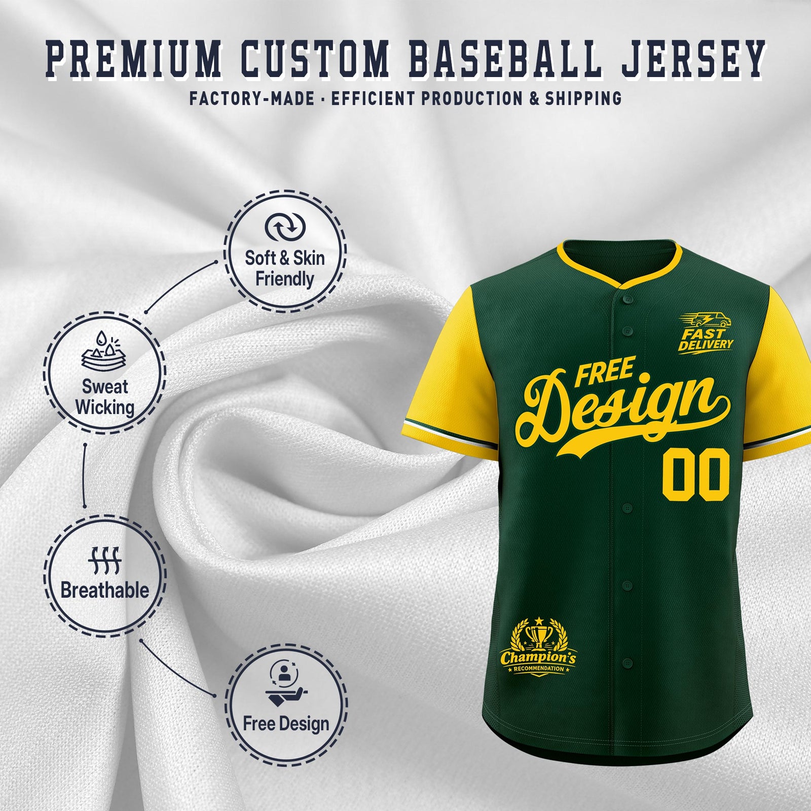 Custom Green Yellow Classic Style Stitched Sports Uniform Personalized For Teams Baseball Jersey| KXKSHOP