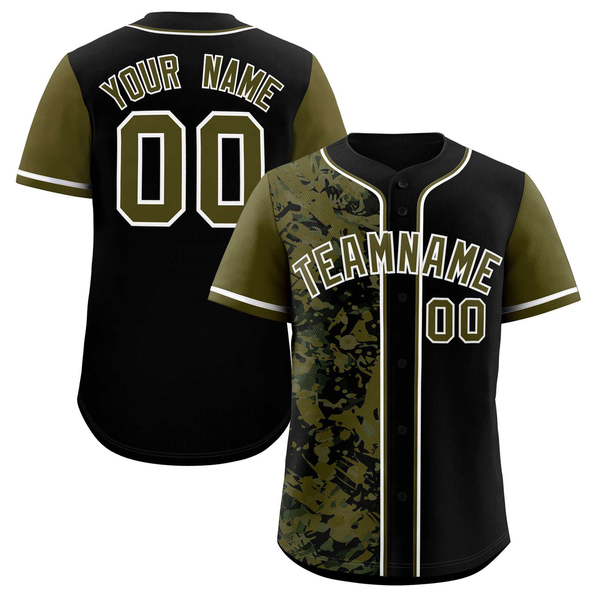 Custom Black Olive Split Personalized Graffiti Raglan Sleeve Authentic Baseball Jersey