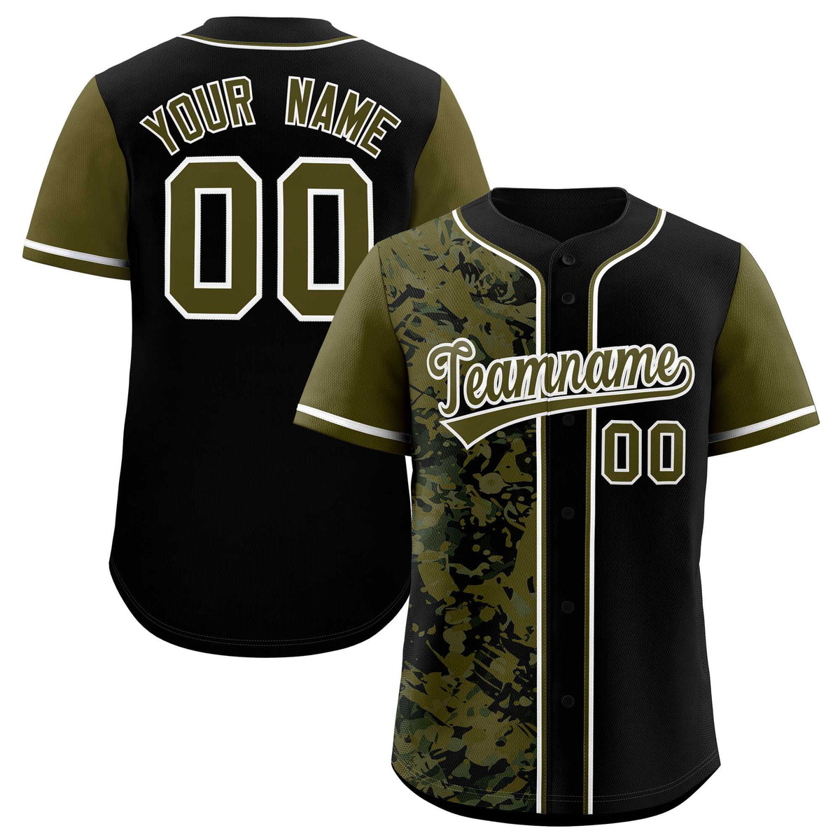 Custom Black Olive Split Personalized Graffiti Raglan Sleeve Authentic Baseball Jersey