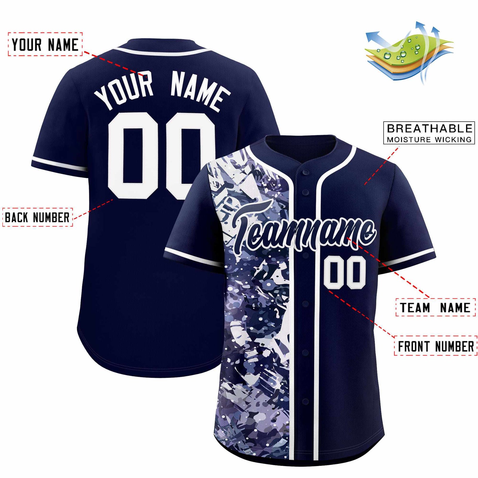 Custom Navy White Split Personalized Graffiti Raglan Sleeve Authentic Baseball Jersey