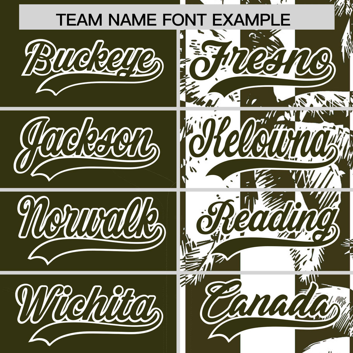 Custom Olive White Split Fashion Coconut Tree Design Authentic Baseball Jersey