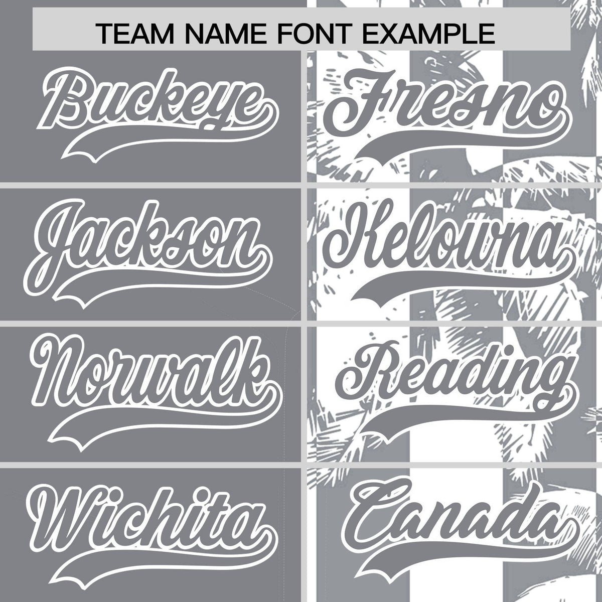 Custom Gray White Split Fashion Coconut Tree Design Authentic Baseball Jersey