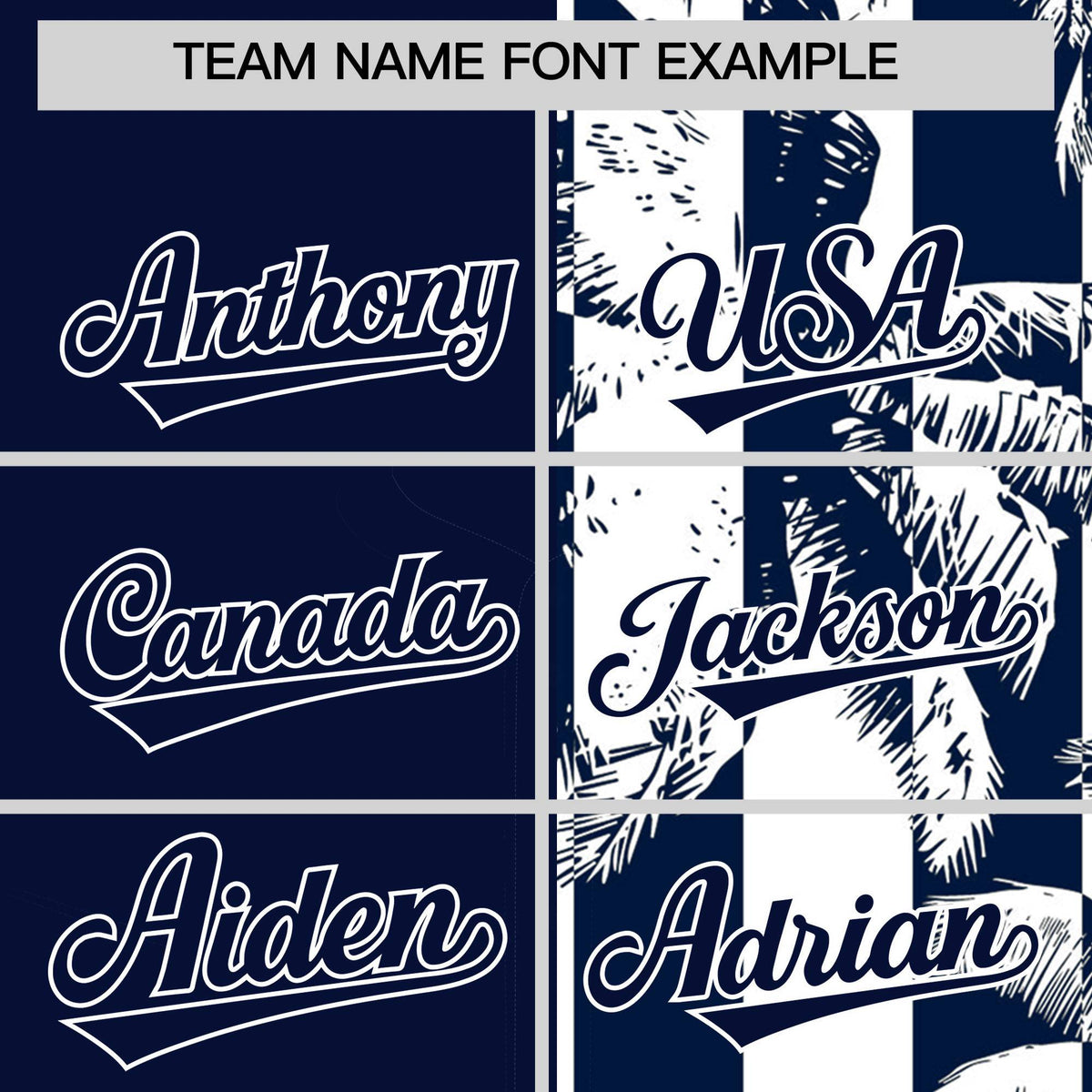 Custom Navy White Split Fashion Coconut Tree Design Authentic Baseball Jersey
