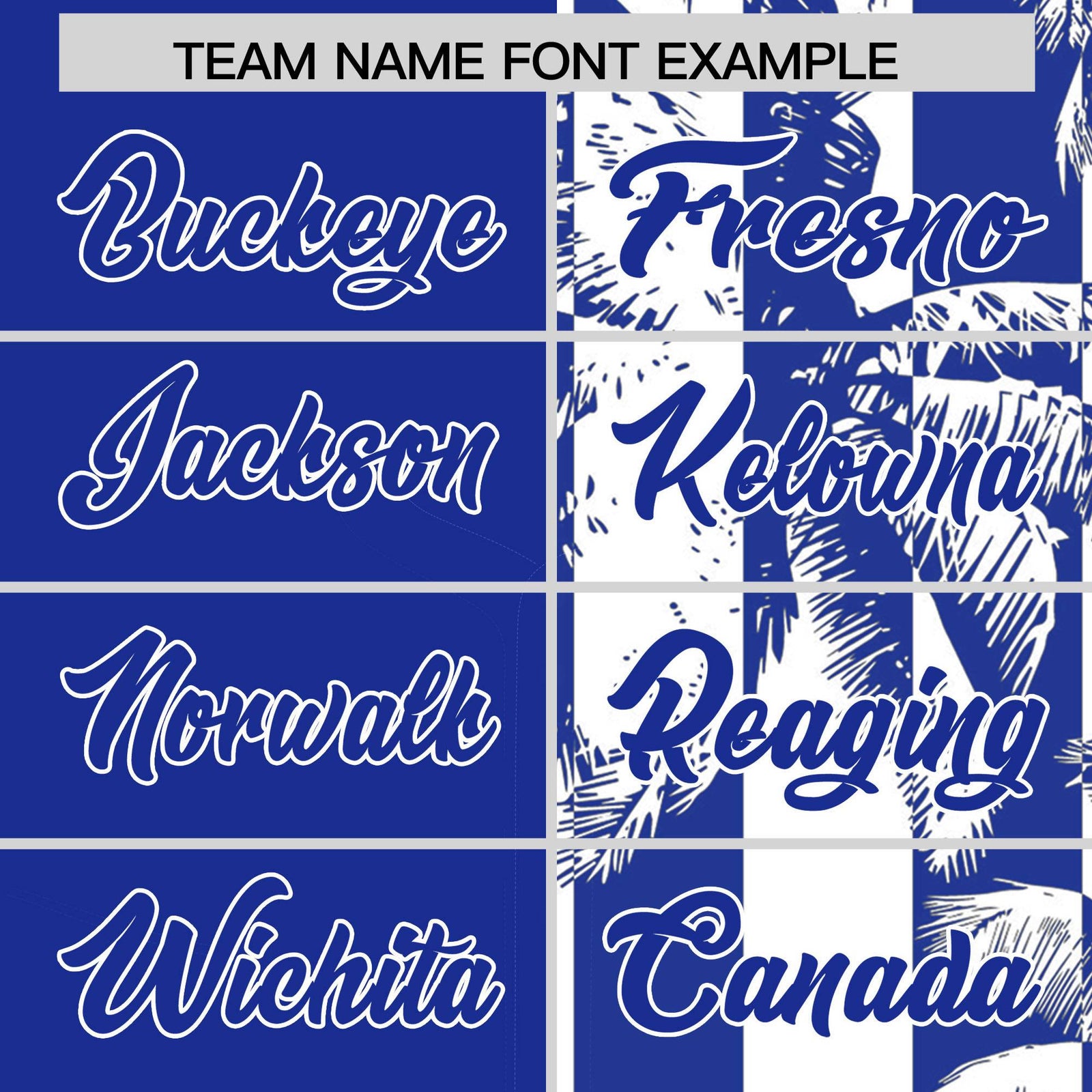 Custom Royal White Split Fashion Coconut Tree Design Authentic Baseball Jersey