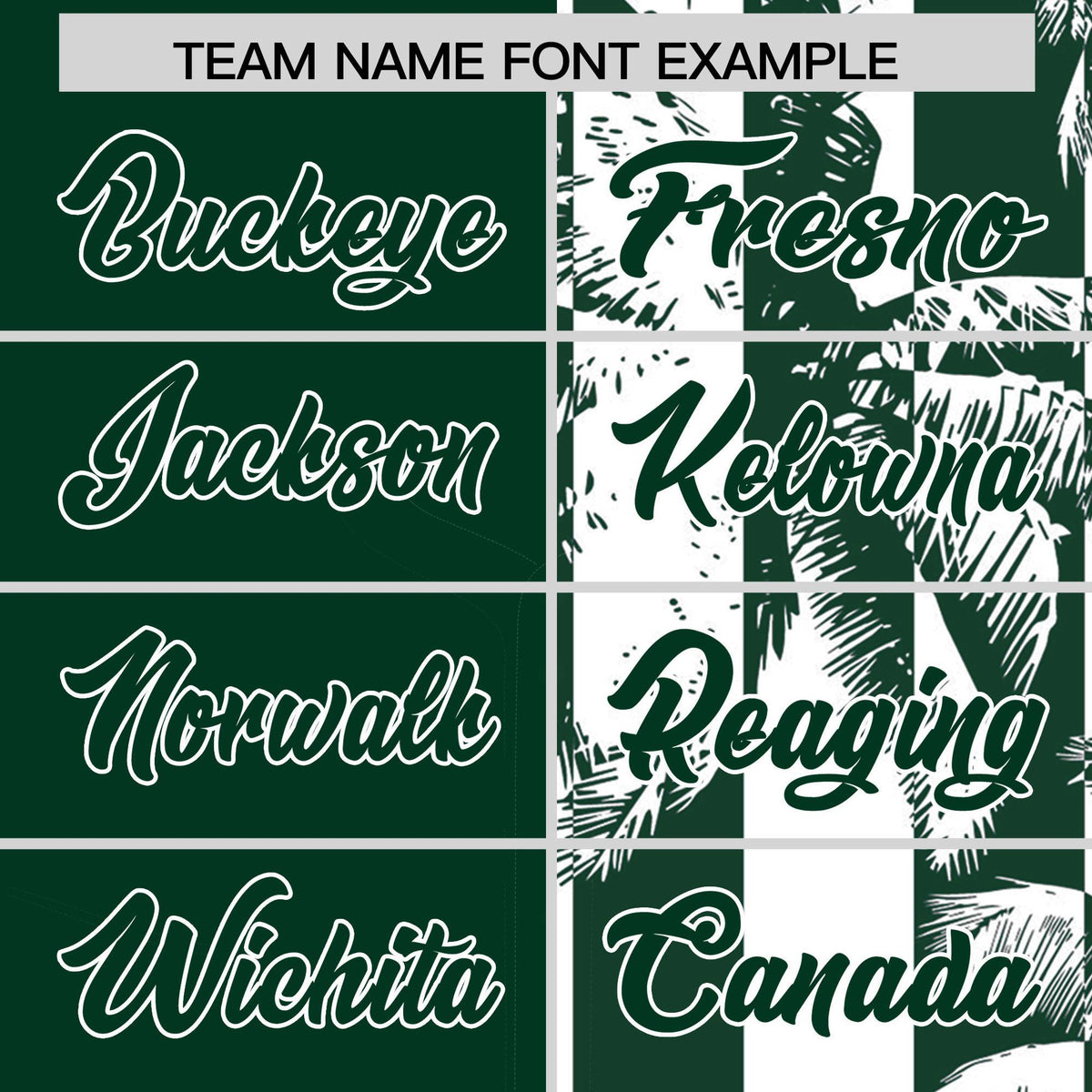 Custom Green White Split Fashion Coconut Tree Design Authentic Baseball Jersey