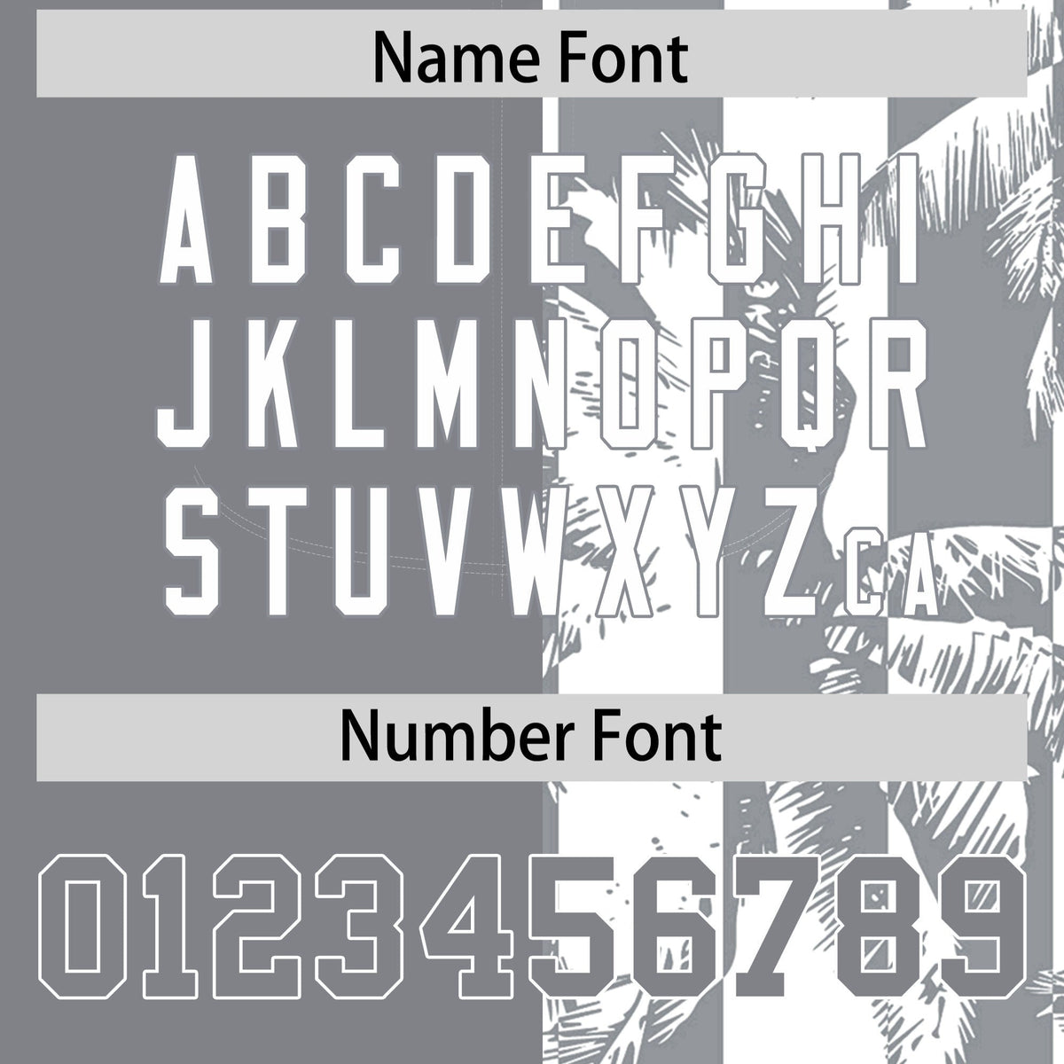 Custom Gray White Split Fashion Coconut Tree Design Authentic Baseball Jersey