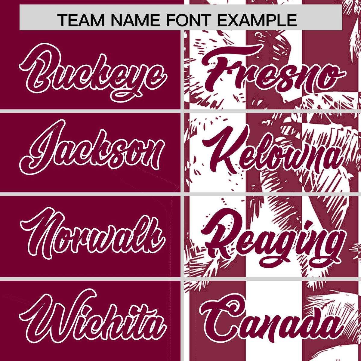 Custom Crimson White Split Fashion Coconut Tree Design Authentic Baseball Jersey