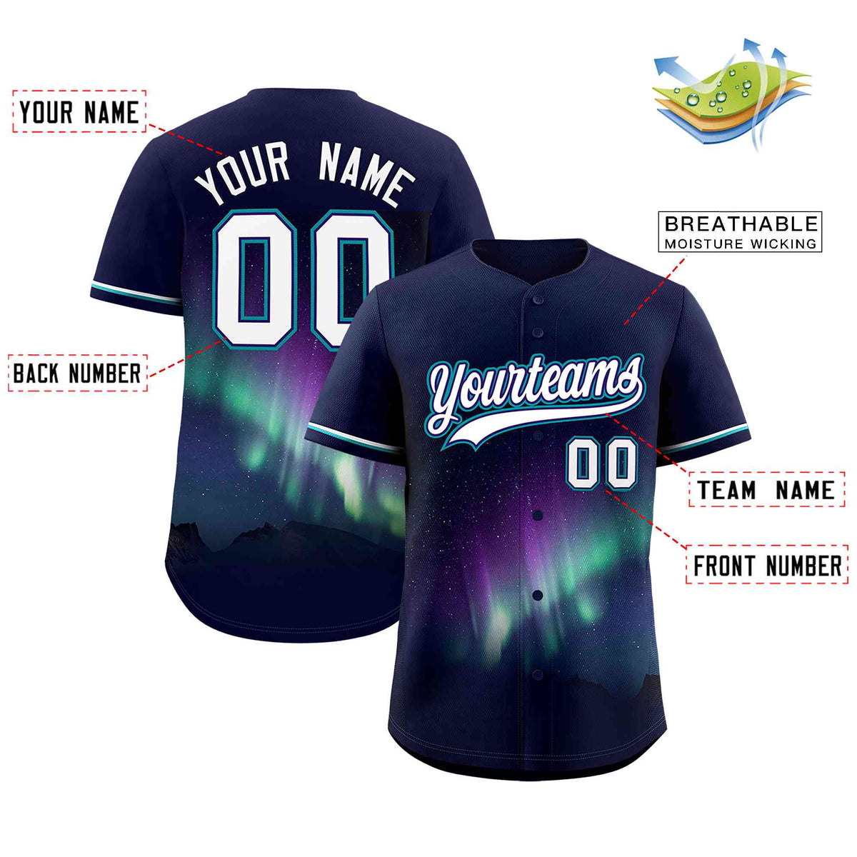 Custom Navy Personalized Starburst Pattern Authentic Baseball Jersey