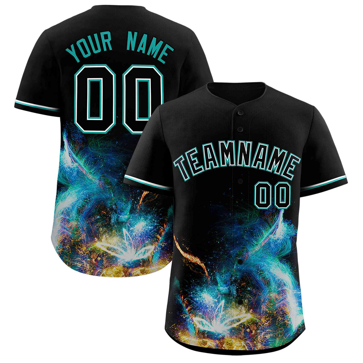 Custom Black Personalized Starburst Pattern Authentic Baseball Jersey