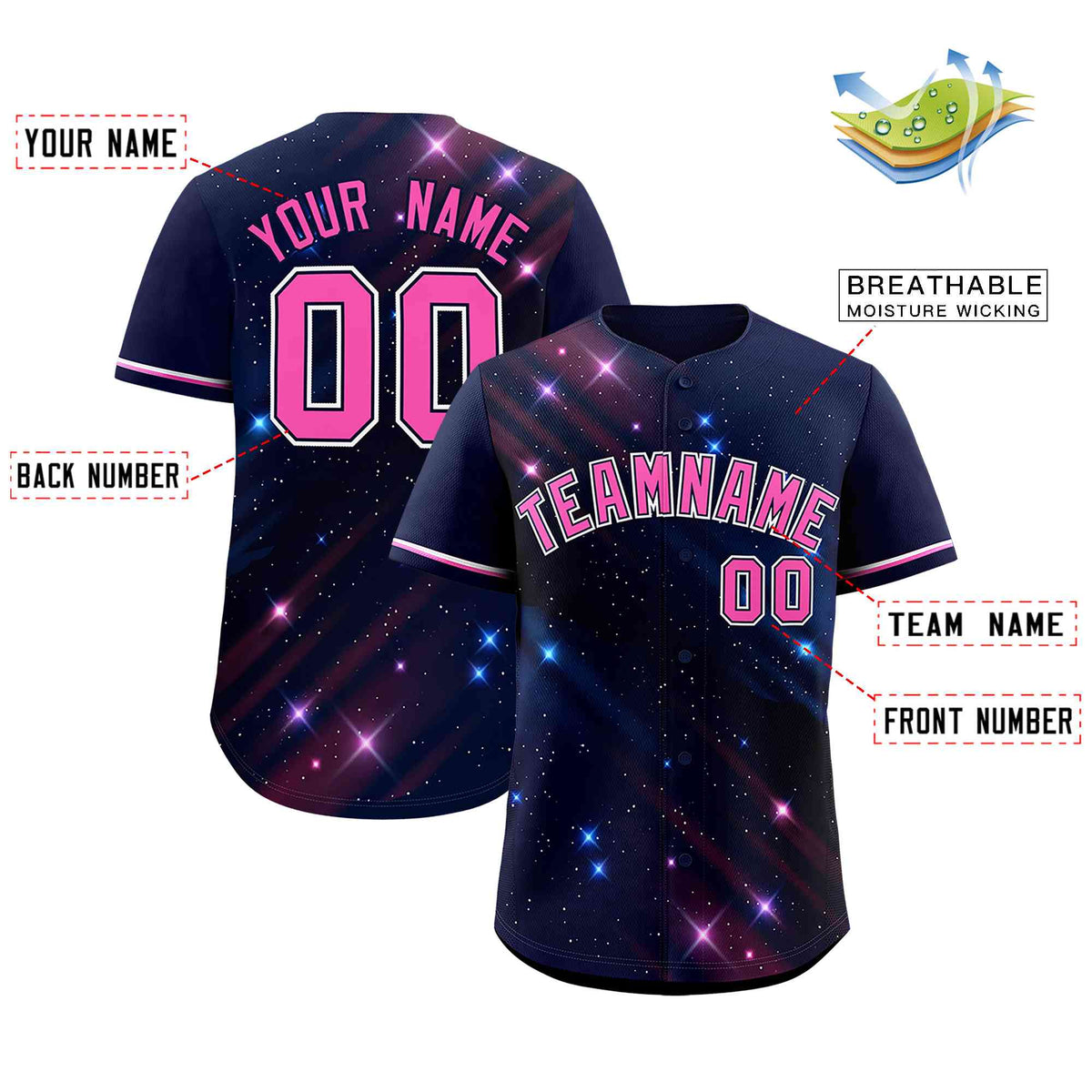 Custom Navy Personalized Starburst Pattern Authentic Baseball Jersey
