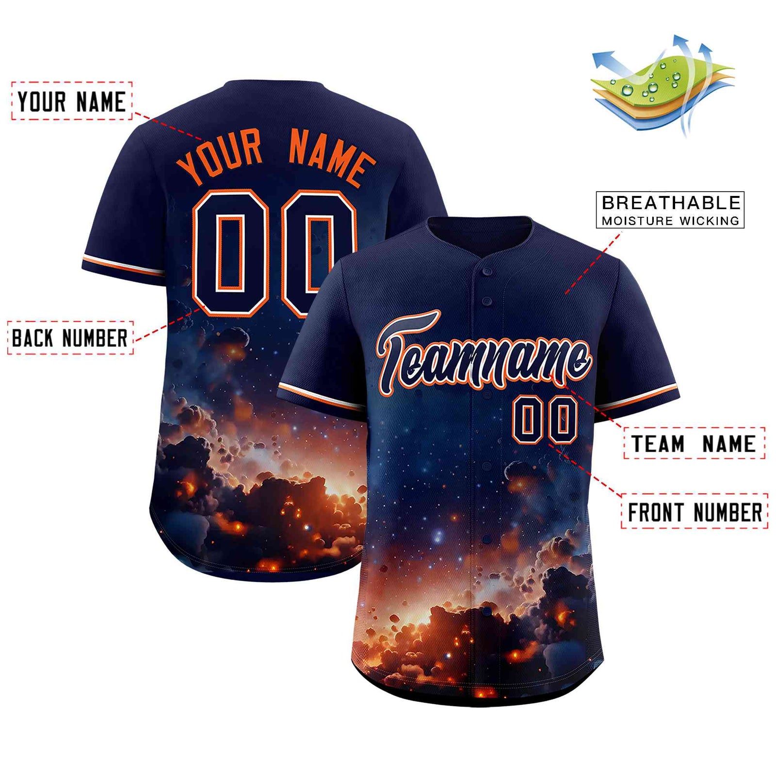 Custom Navy Personalized Starburst Pattern Authentic Baseball Jersey