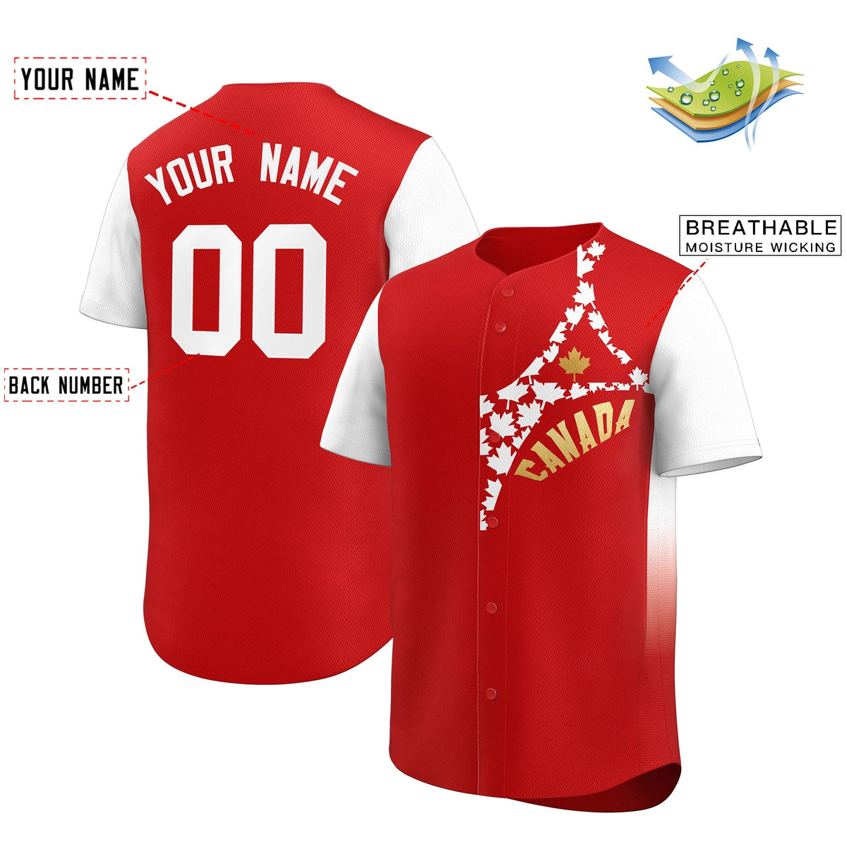 Personalized White Red Baseball Jerseys Graffiti World Cup Inspired Canada Maple Leaf Game Night Jersey