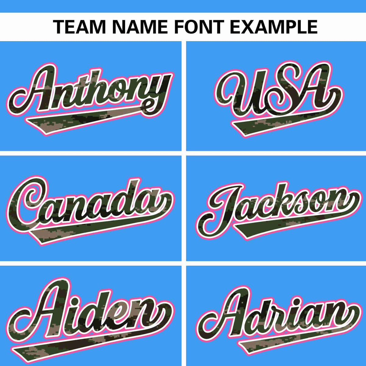 Custom Powder Blue Personalized Camo Font Authentic Baseball Jersey