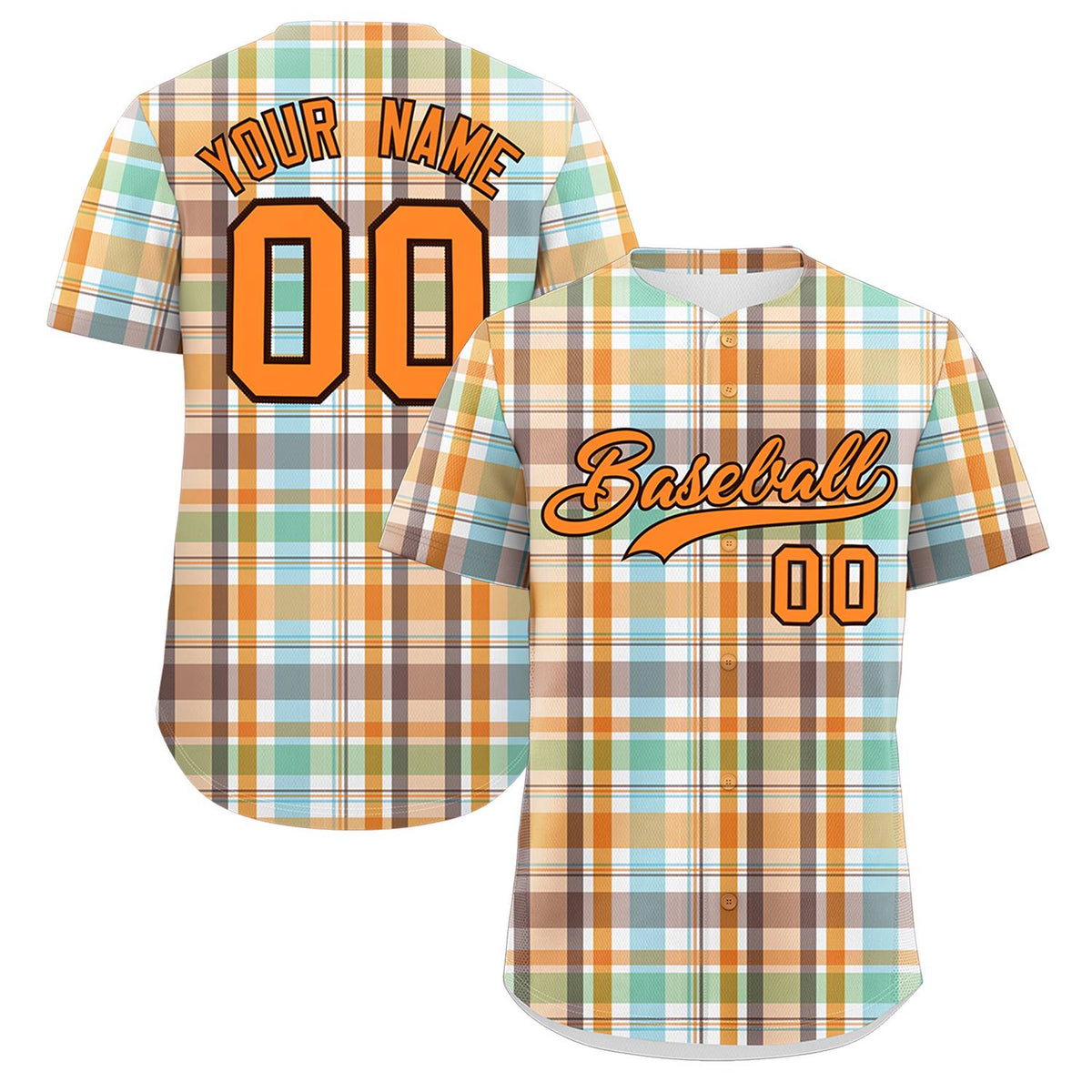 Custom Multi Color Personalized Plaid Design Authentic Baseball Jersey