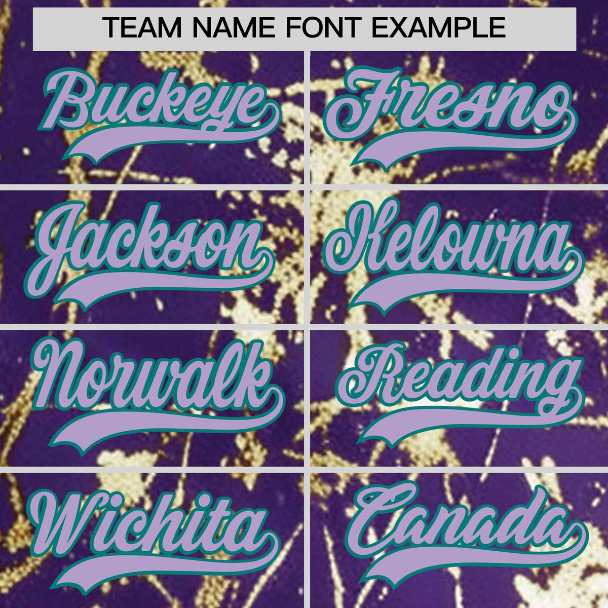 Custom Purple Light Purple Metallic Gold Splatter Breathable&amp;Wrinkle-Resistant Baseball Jersey