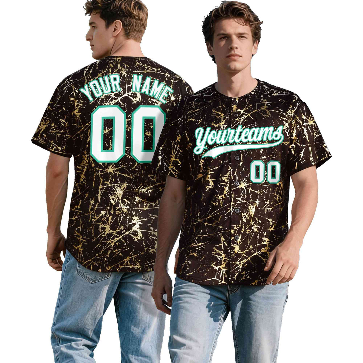 Custom Crimson White Black&amp;Shiny Gold Cracked Foil Breathable Mesh Streetwear Baseball Jersey