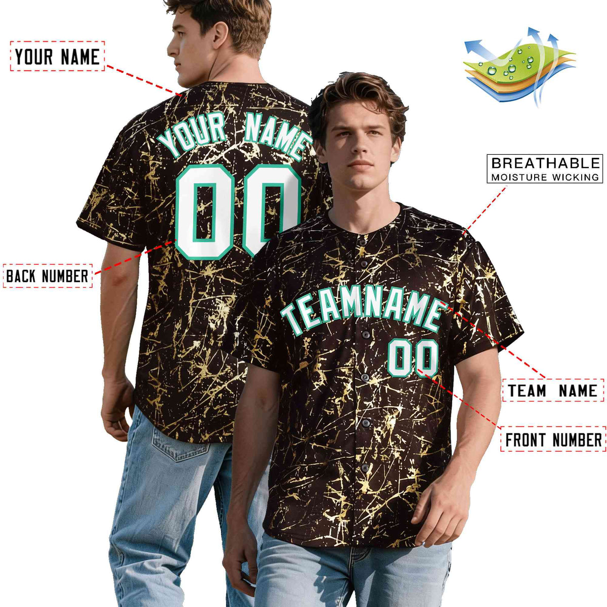 Custom Crimson White Black&amp;Shiny Gold Cracked Foil Breathable Mesh Streetwear Baseball Jersey