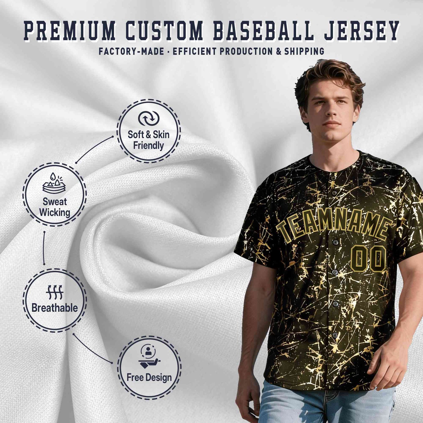 Custom Olive Old Gold Shiny Gold Cracked Texture Baseball Jersey