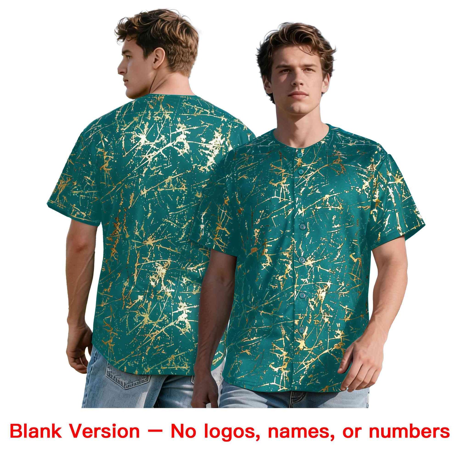 Custom Teal Old Gold Shiny Gold Cracked Texture Baseball Jersey| KXKSHOP