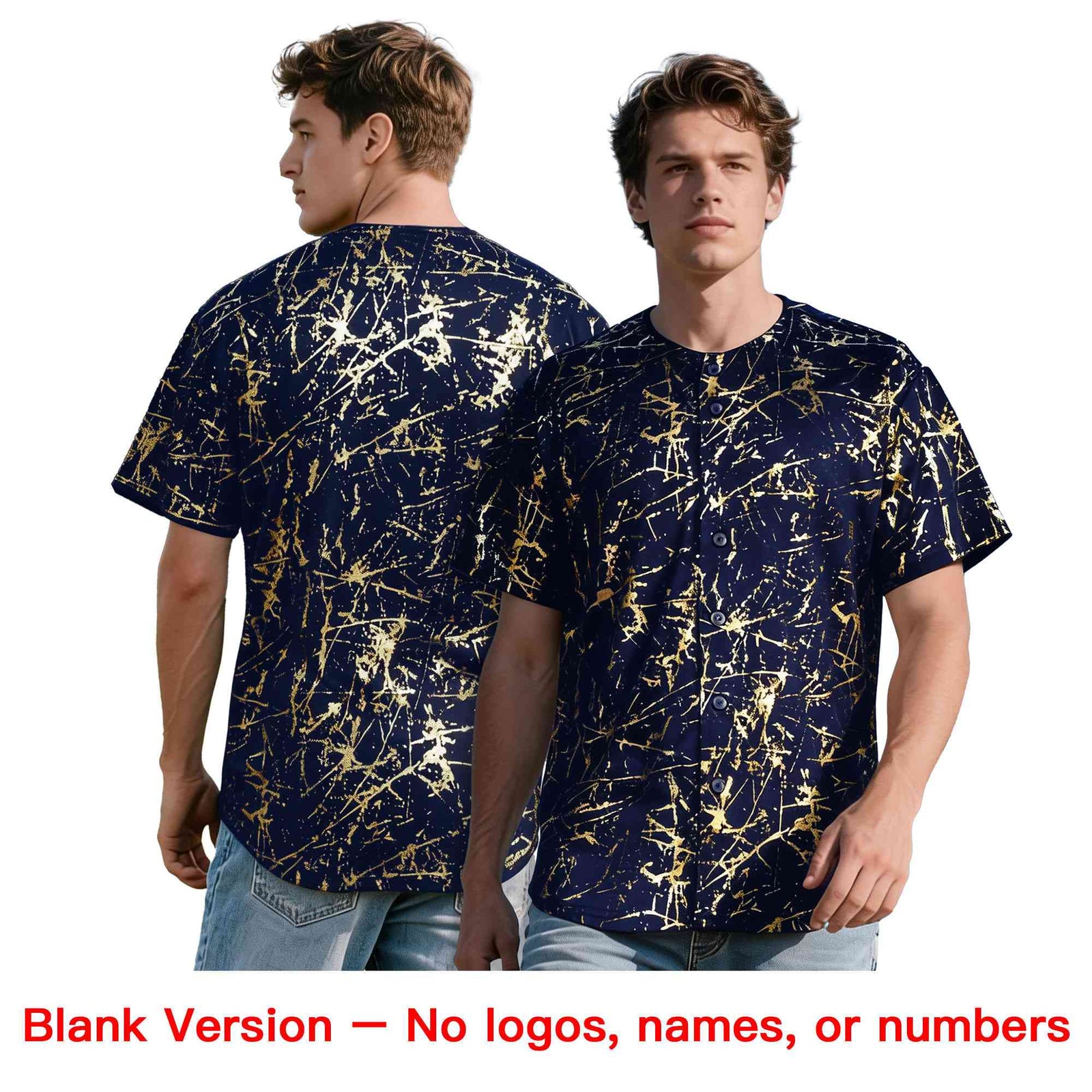 Custom Navy Old Gold Shiny Gold Cracked Texture Baseball Jersey| KXKSHOP