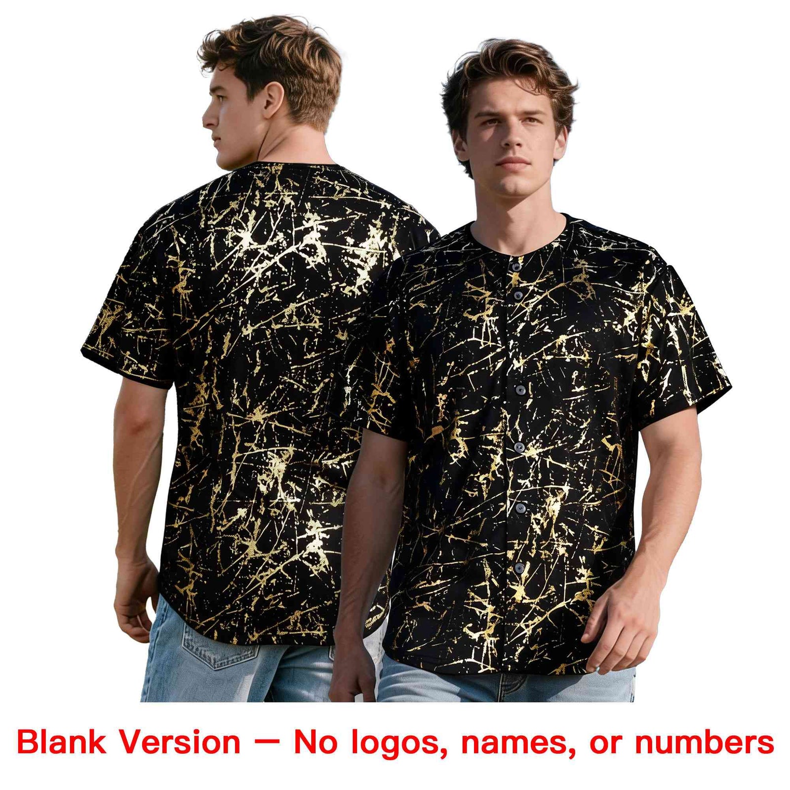 Custom Black Old Gold Shiny Gold Cracked Texture Baseball Jersey