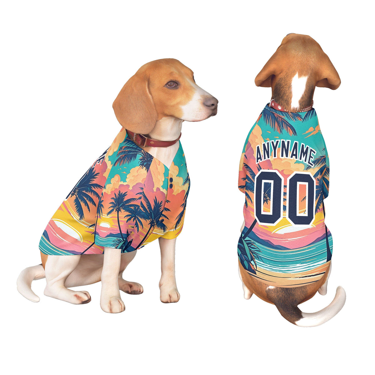 Custom Navy White Hawaiian Style Graffiti Pattern Dog Jersey| KXKSHOP