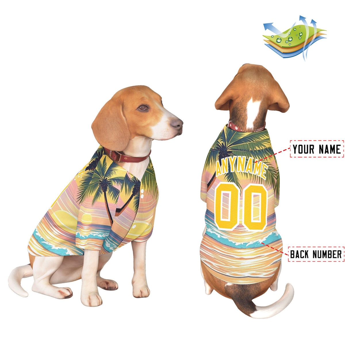 Custom Yellow White Hawaiian Style Graffiti Pattern Dog Jersey| KXKSHOP