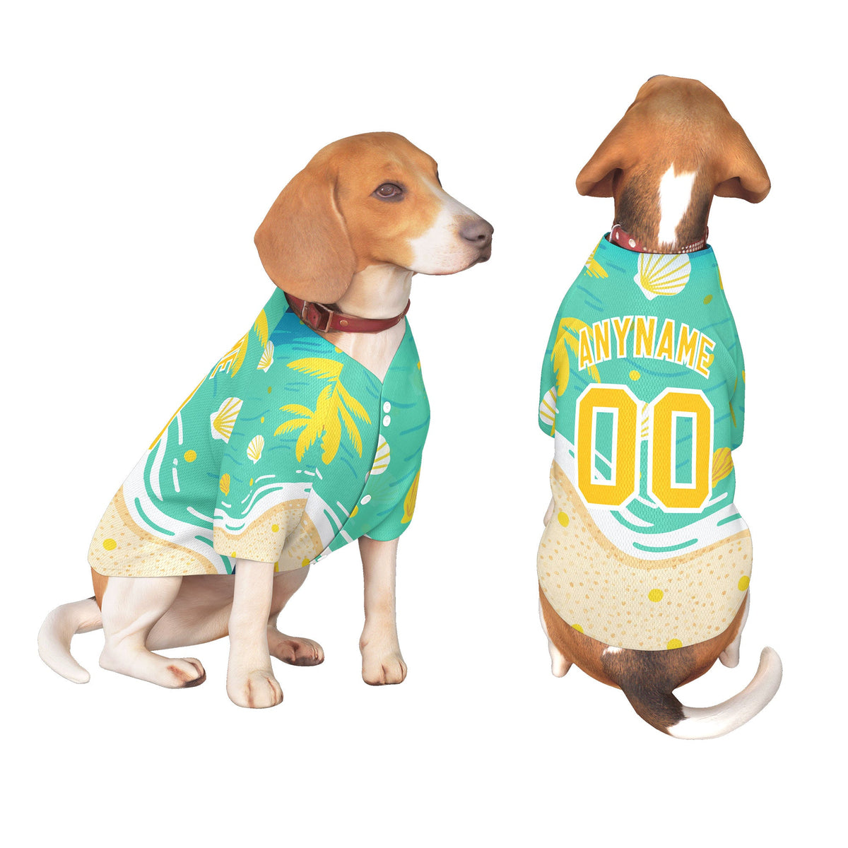 Custom Yellow White Hawaiian Style Graffiti Pattern Dog Jersey| KXKSHOP
