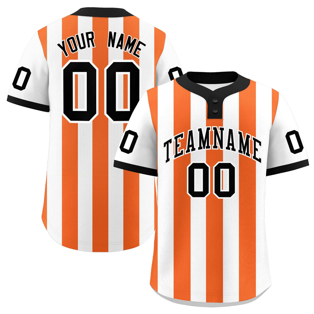 Custom White Orange Stripe Fashion Authentic Two-Button Baseball Jersey
