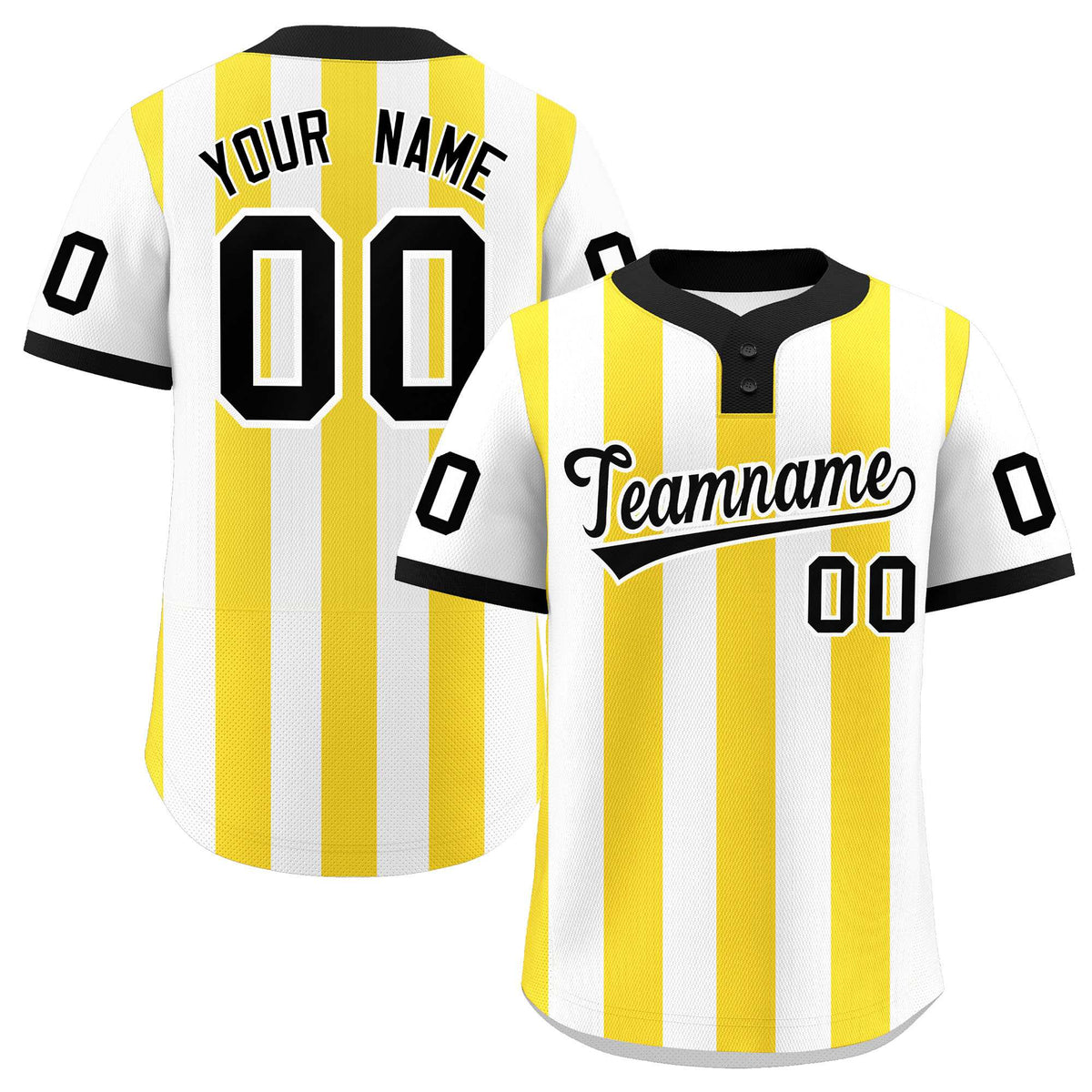 Custom White Gold Stripe Fashion Authentic Two-Button Baseball Jersey