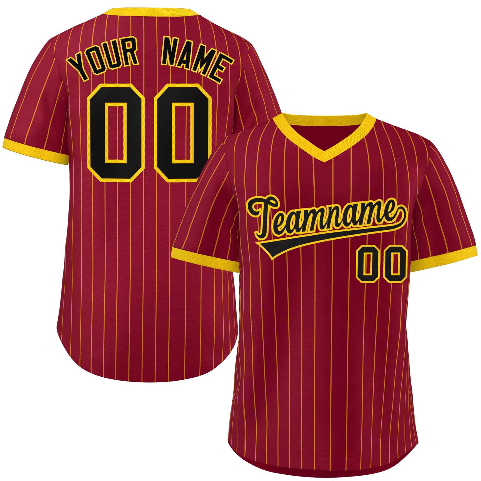 Custom Crimson Gold Stripe Fashion Authentic Pullover Baseball Jersey