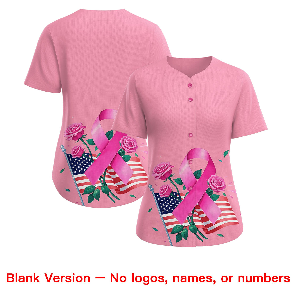 Custom Light Pink Pink Breast Cancer Awareness Month Pink Ribbon Authentic Baseball Jersey for Women
