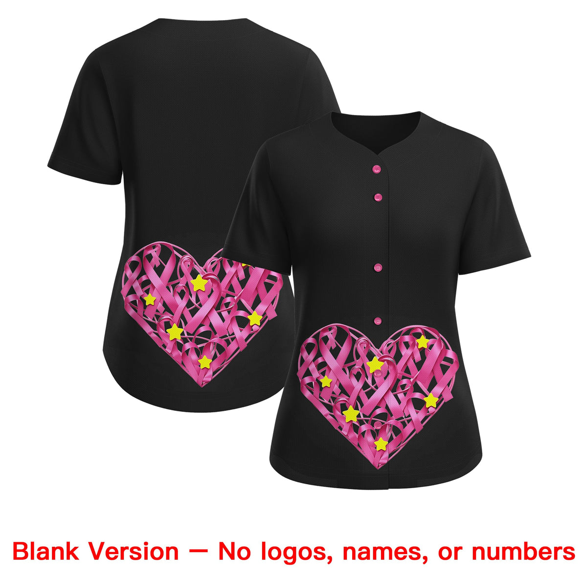 Custom Black Pink Breast Cancer Awareness Month Pink Ribbon Authentic Baseball Jersey for Women| KXKSHOP