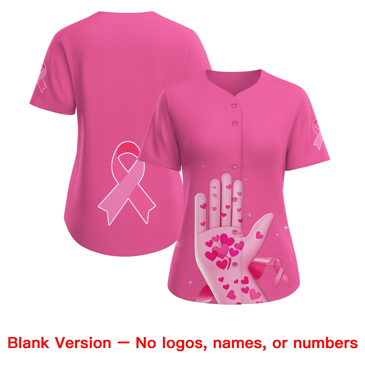 Custom Pink White Breast Cancer Awareness Month Pink Ribbon Authentic Baseball Jersey for Women| KXKSHOP