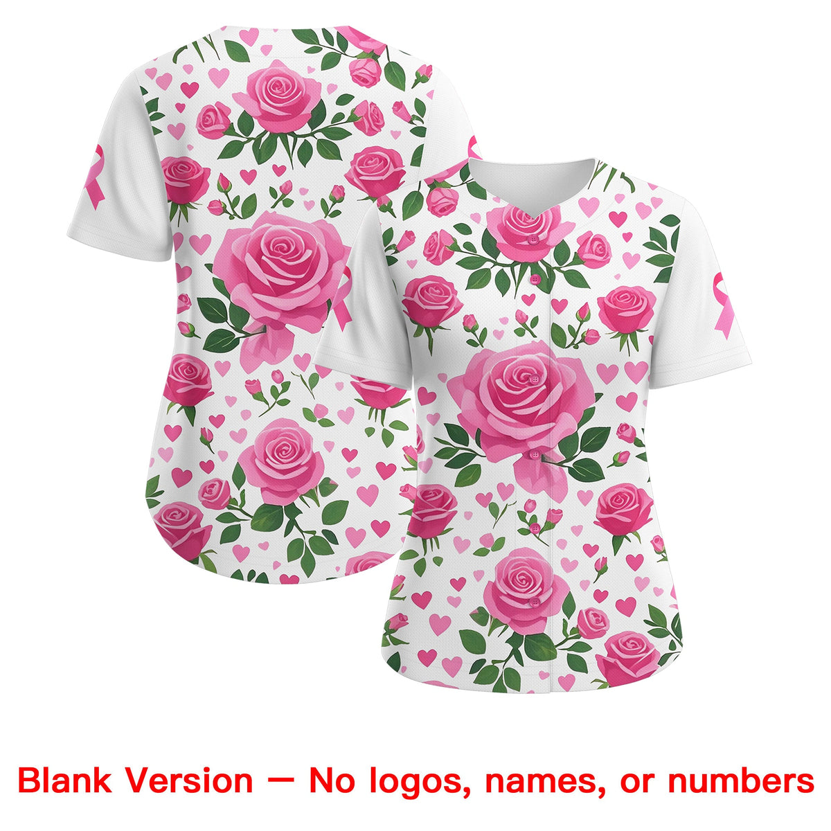 Custom White Black Breast Cancer Awareness Month Pink Ribbon Authentic Baseball Jersey for Women| KXKSHOP