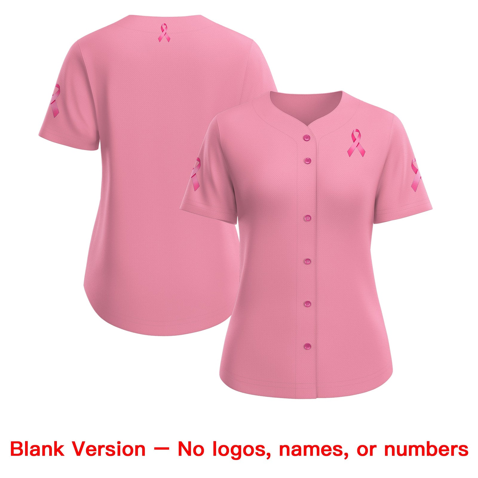 Custom Light Pink Pink Breast Cancer Awareness Month Pink Ribbon Authentic Baseball Jersey for Women| KXKSHOP